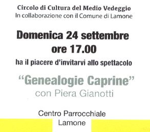 Il Circolo Cultura Medio Vedeggio invita allo spettacolo “Genealogie Caprine”