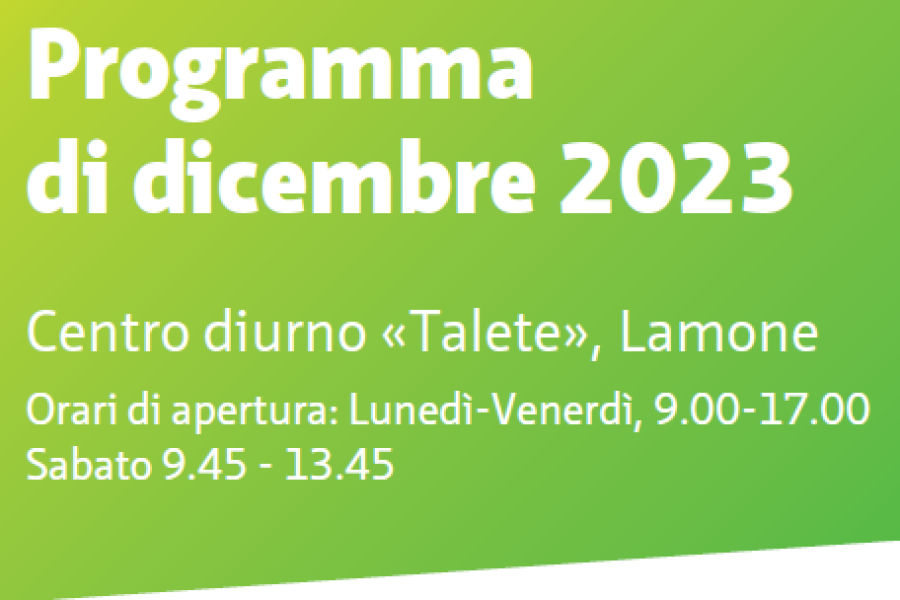 Programma di dicembre Centro diurno Talete