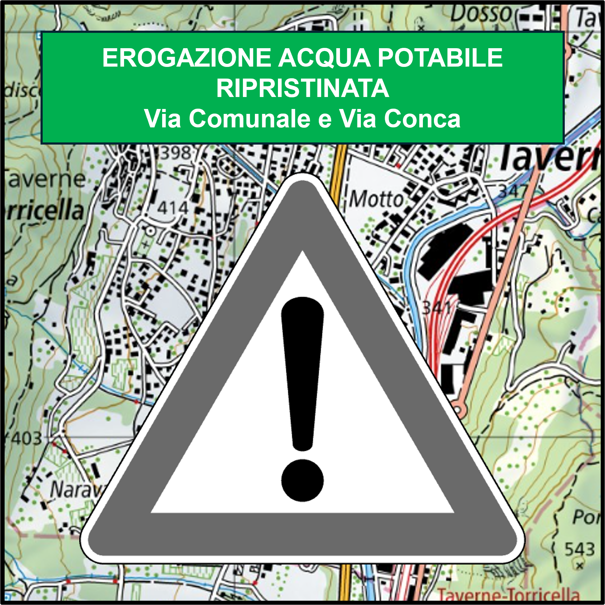 Erogazione acqua potabile ripristinata – Via Comunale e Via Conca