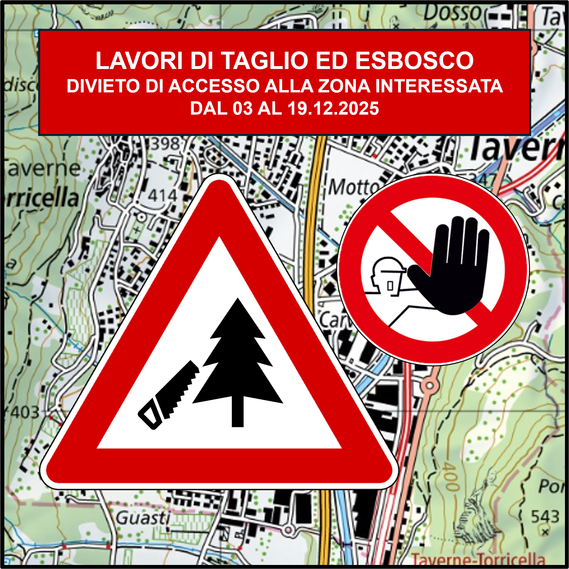 Avviso lavori di taglio ed esbosco dal 03 al 19 dicembre 2025