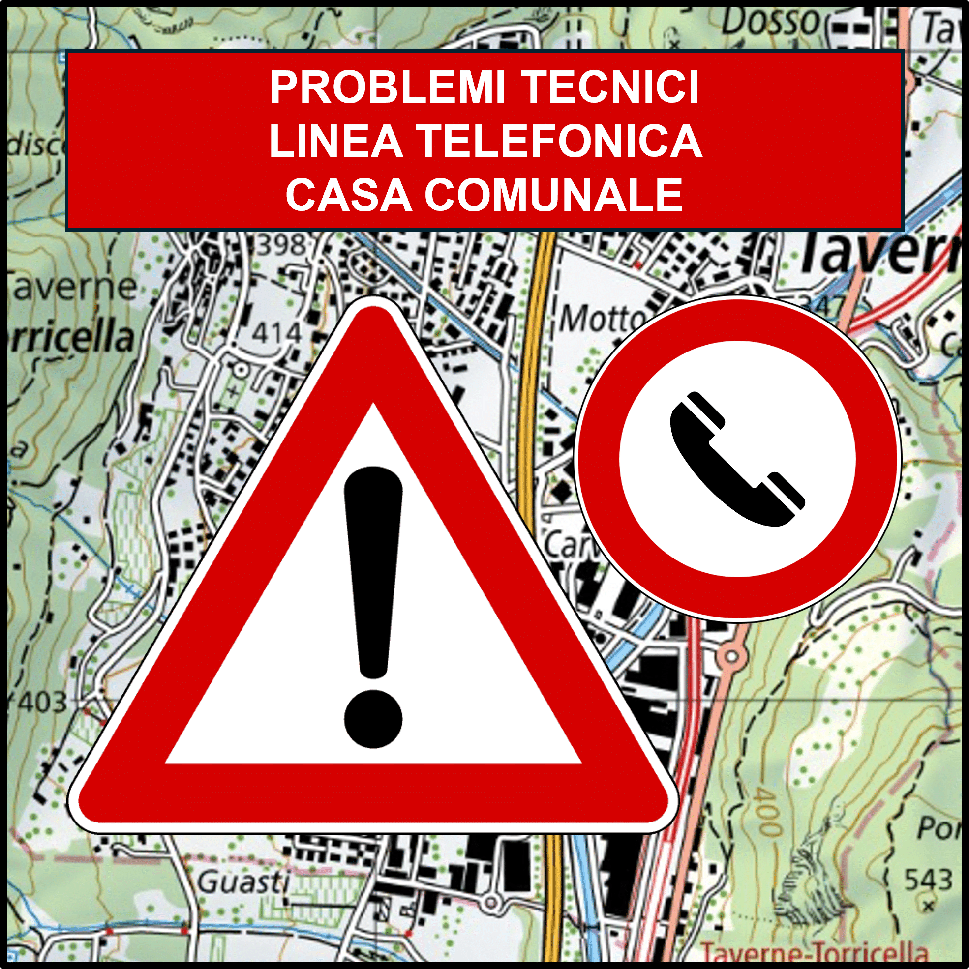 Avviso – linea telefonica guasta Casa comunale