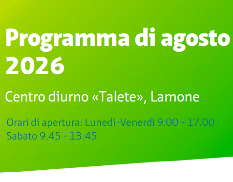 CDSA Lamone – programma centro diurno “Talete” agosto 2026 + visita ai Mulini Vergeletto e apiario a Muzzano