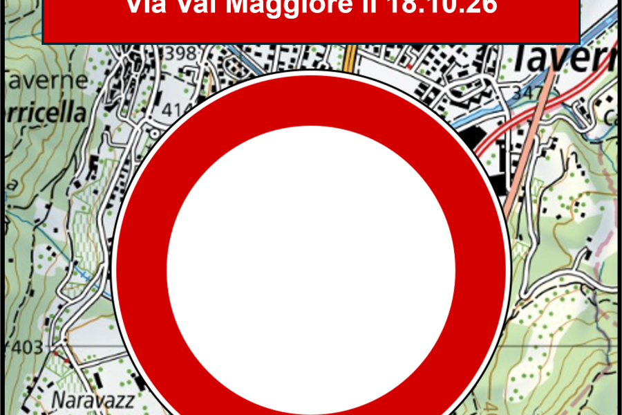 Avviso – Partita Coppa Svizzera, strada sbarrata Via Val Maggiore il 18.10.2026
