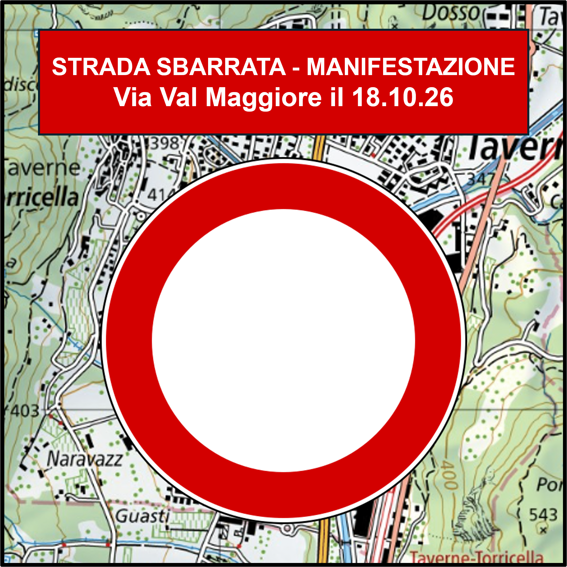 Avviso – Partita Coppa Svizzera, strada sbarrata Via Val Maggiore il 18.10.2026